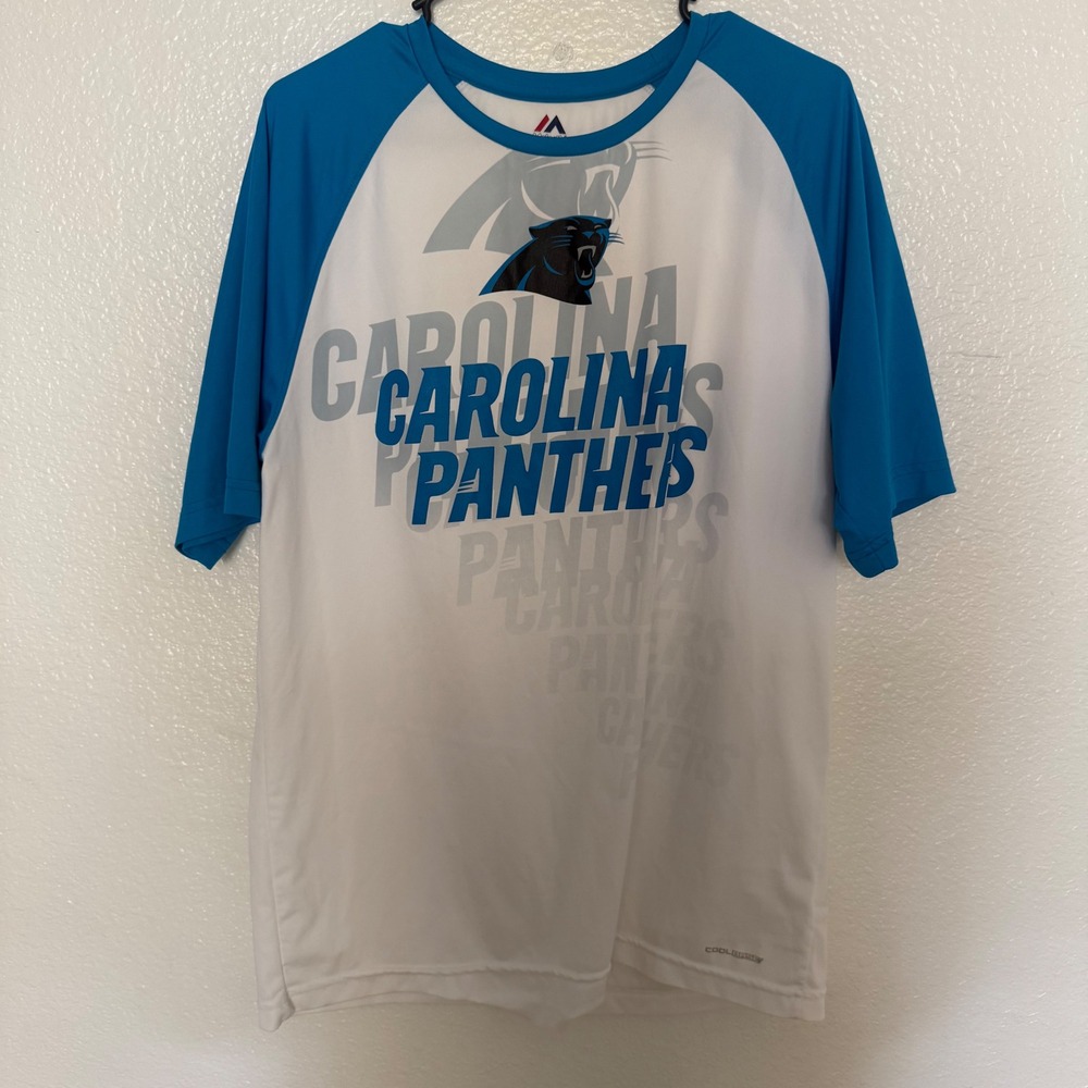 Carolina Panthers NFL X Majestic Cool Base Raglan Shirt Men's Size Large